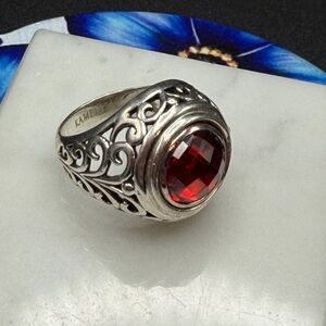 Kameleon 925 Sterling Silver Filigree Ring Size 7 jewel pop #M54